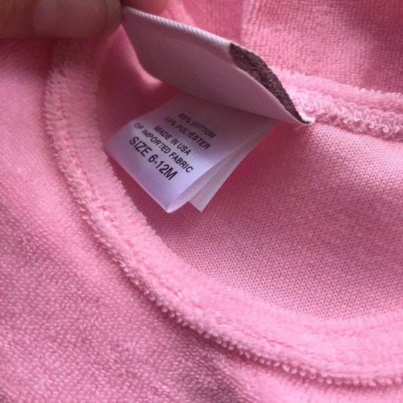 Floatimini Pink Terry Swim Coverup Dress 6-12 mo Ruffle/flutter sleeves. Pocket - Picture 3 of 3